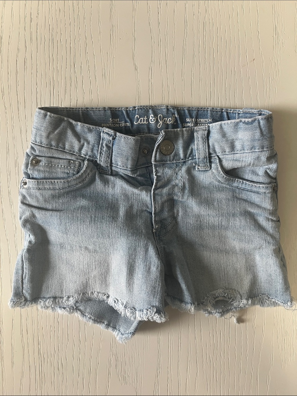 Cat & Jack Light Blue Denim Cutoff Shorts with Frayed Hem
